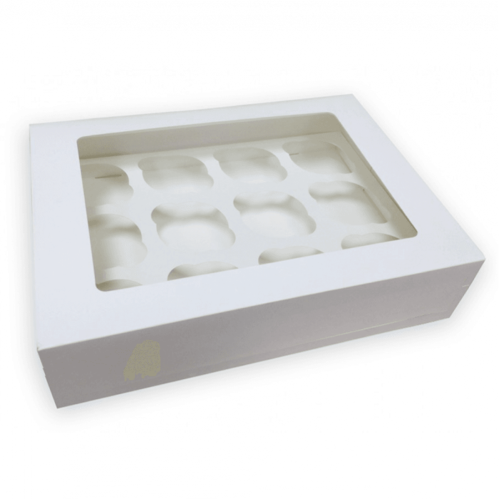 Elegant & Sturdy: 12-Hole Cupcake Boxes with Clear Window (10 Pack) - White
