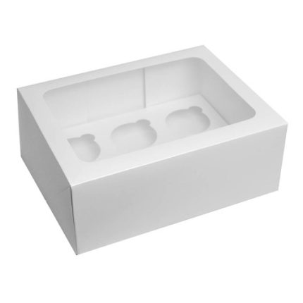 10 Pack Cupcake Boxes with Clear Window 6 hole