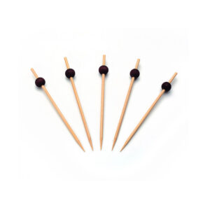 BAMBOO PICKS BLACK BALL 12CM 100 Pieces