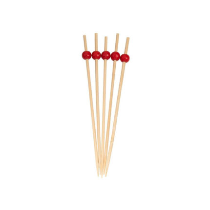 BAMBOO PICKS RED BALL 7CM 100 Pieces