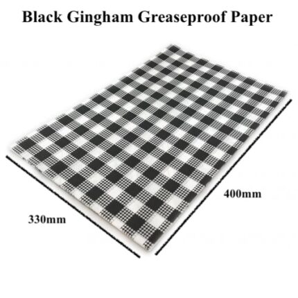 Black Gingham Greaseproof Paper 400x330mm