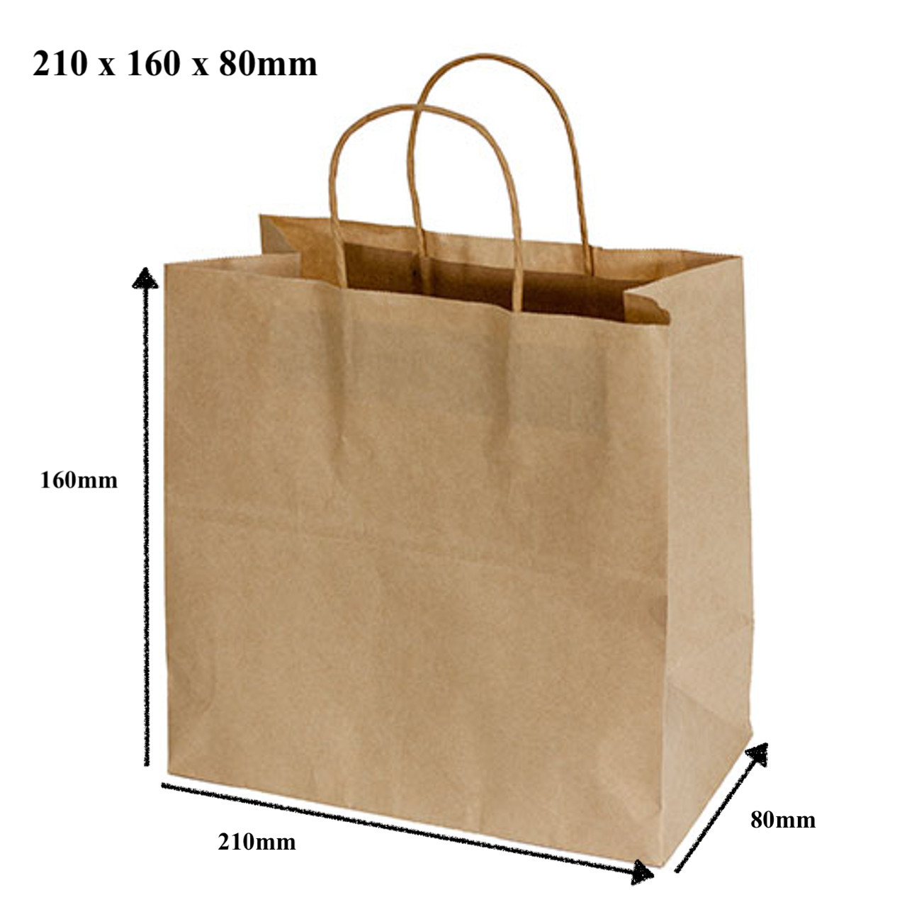 Twisted Handle Kraft Paper Bags (210 x 160 x 80mm) 25 Pieces - Alpha ...