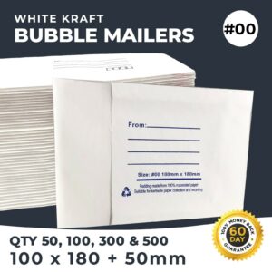 Bubble Mailer #00 (100 x 180 + 50mm) 500 Pieces