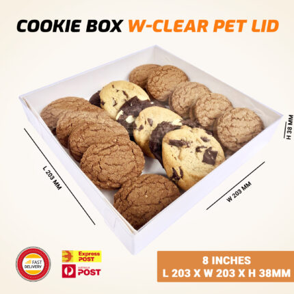 Cookie Box 8" Square with Clear Pet Lid 30/Pack