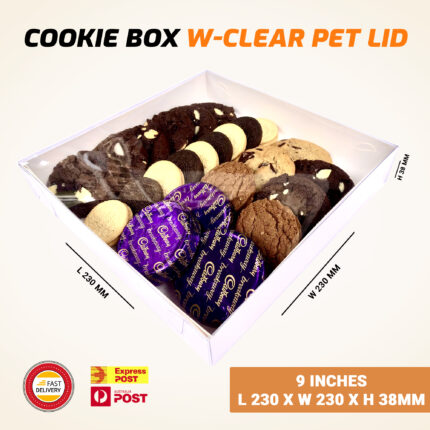Cookie Box 9" Square with Clear Pet Lid 30/Pack
