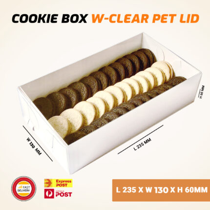 Cookie Box Rectangle with Clear Pet Lid 235x130x60mm