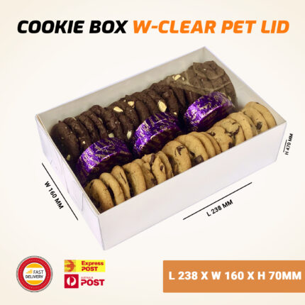 Cookie Box Rectangle with Clear Pet Lid 238x160x70mm